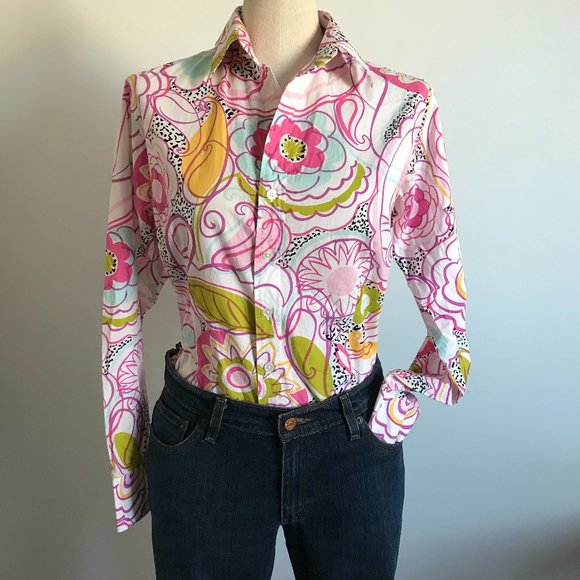Craig Taylor - Pink & White Paisley / Floral Top - Picture 1 of 8